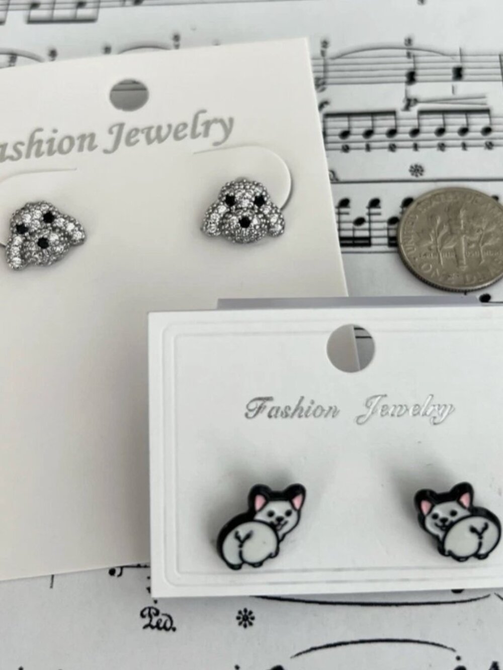 Corgi butt and Sparkling Poodle Earrings Dog Lover Set – 2 Pairs
